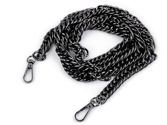 Řetízek na kabelky s karabinou délka 120 cm - 10 ks - 3 nikl černý