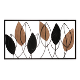 Nástěnná dekorace - listy v rámečku, MDF a kov