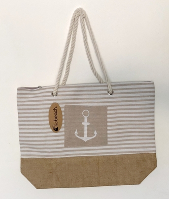 Koopman, Plážová taška MARINA 38 x 38 x 14 cm, sv. hnědý proužek