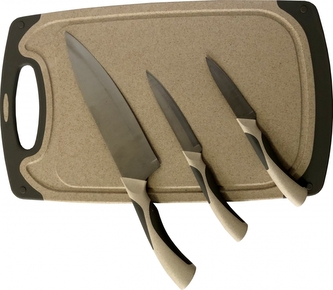 KOOPMAN, Sada prkénko + 3ks nožů, světle hnědá