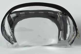 DUE ESSE, sada 3 ks kosmetických tašek, stříbrné