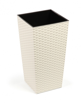 LAMELA, květináč FINEZIA RATAN 400 x 400 mm, krémový