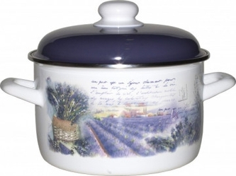 Metalac Levandule, hluboký smaltovaný hrnec Standard s poklicí 16 cm, 2 l