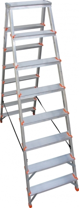 IGOTREND, oboustranné hliníkové schůdky (2 x 8), 170 x 53 x 12 cm