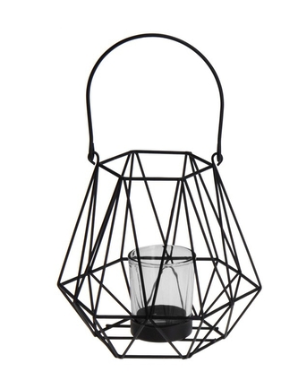 KOOPMAN, Závěsný kovový svícen se skleněnou nádobkou