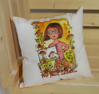 Polštářek - učitelka červená Polštářek - učitelka červená