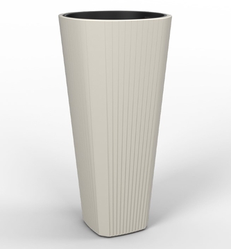 LAMELA, květináč MUZA, rozměr 390 x 390 mm, výška 810 mm, krémový