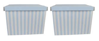 DUE ESSE, Set 2ks skladovacích úložných krabic 42x32x32 cm, modré proužky