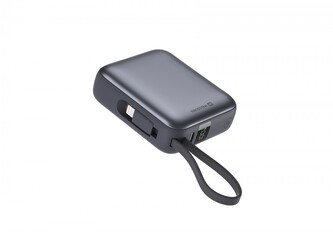 SWISSTEN POWER BANK 10000 mAh S INTEGROVANÝMI KABELY  USB-C A LIGHTNING VESMÍRNĚ STŘÍBRNÁ