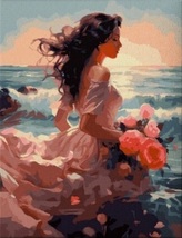 Diamantový obrázek - dívka v růžovém 30 x 40 cm