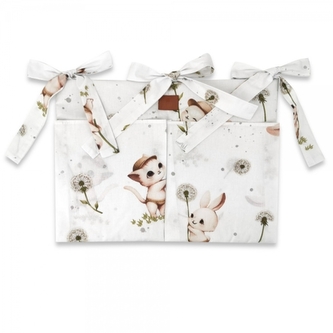 Kapsář na postýlku, bavlna, Kocourek a pampeliška - bílý