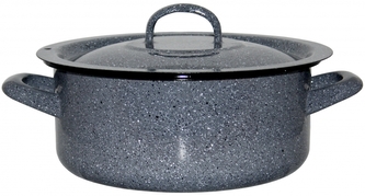 Metalac Kámen, mělký smaltovaný kastrol Klasik s poklicí 12 cm, 0,75 l