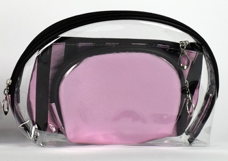 DUE ESSE, sada 3 ks kosmetických tašek, růžové