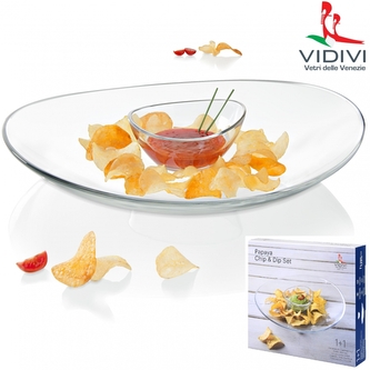 VIDIVI, skleněná miska na dip s podnosem PAPAYA VIDIVI, skleněná miska na dip s podnosem PAPAYA