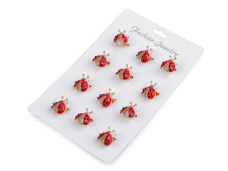 Brož beruška mini - 12 ks - červená