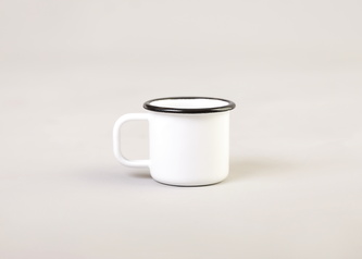 Olymp, Jihočeský plecháček, smaltovaný hrnek 8 cm, 0,4 l, bílý s černým lemem 219/01 II. jakost