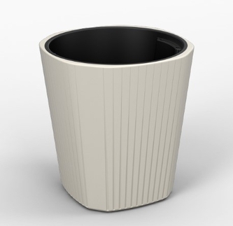 LAMELA, květináč MUZA nízký, rozměr 390 x 390 mm, výška 410 mm, krémový