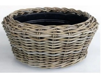 Proutěný koš šedý s plastovým vkladem, 28x13 cm