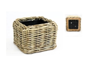 Ratanový koš s plastovým vkladem 25x25 cm, šedohnědý