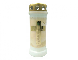 Lampička hřbitovní CROSS plastová kovové víčko d7x17cm