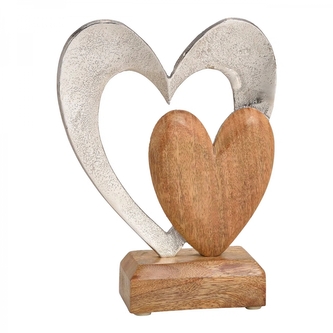 Srdce metal mango dřevo 21 cm Srdce metal mango dřevo 21 cm