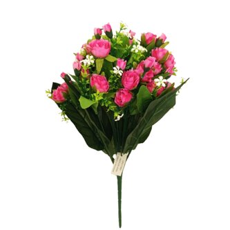 Růže kytice poupat x18, tm. růžová  J207 tm. růžová