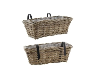 Ratanový truhlík s igelitovou výplní 41x22 cm, šedohnědý