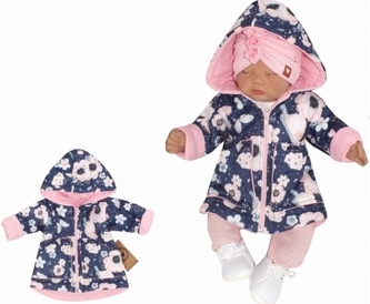 Z&Z Přechodová prošívaná bundička s kapucí - Květy, granát, vel. 80; 80 (9-12m)