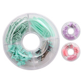 Kancelářská sada 4v1 klipy/spony/spony (směs pastelových barev)