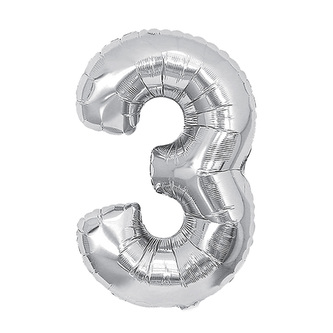 Narozeninový balónek, stříbrný 40" číslo 3