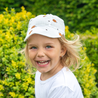 Dětská kšiltovka mušelín Ježek; Barva: smetanová; Velikost: XXL Dětská kšiltovka mušelín Ježek; Barva: smetanová; Velikost: XXL