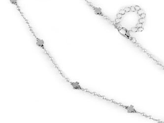 Náhrdelník z nerezové oceli se skleněnými korálky a perlami - 1 ks - 3 perlová stříbrná