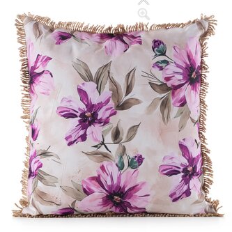 Dekorační vzorovaný venkovní polštář s výplní FLOWERS I. ozdobné lemování 45x45 cm Mybesthome