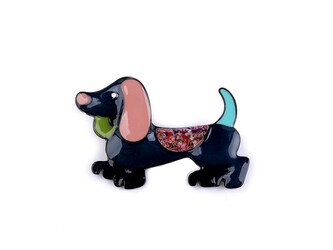 Brož jezevčík - 1 ks - 3 modrá tmavá