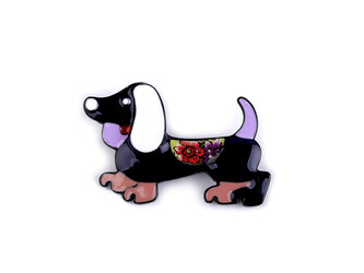 Brož jezevčík - 1 ks - 2 fialová temná