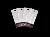 PP sáček s lepicí klopou a závěsem 4x6 cm jedna strana průhledná - 100 ks - bílá transparent