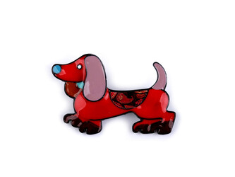 Brož jezevčík - 1 ks - 1 červená