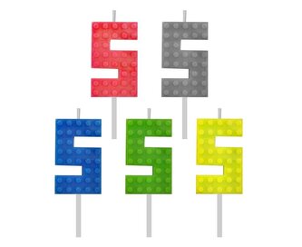 Świeczka urodzinowa Klocki cyfra 5 5,5cm MIX