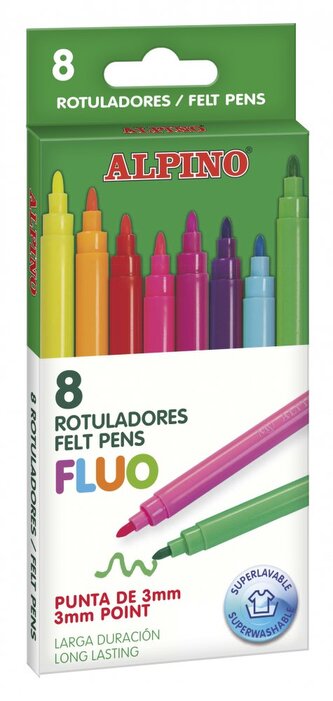 Balení 8 barevných fixů Fluo