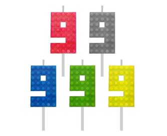 Świeczka urodzinowa Klocki cyfra 9 5,5cm MIX