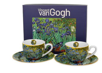 2 filiżanki espresso ze spodkami Irises inspired by Van Gogh