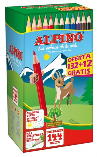 Alpino Velké balení barevných tužek Festival 132 + 12 zdarma