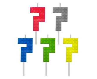 Świeczka urodzinowa Klocki cyfra 7 5,5cm MIX