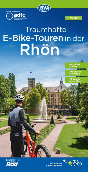 ADFC-Regionalkarte Traumhafte E-Bike-Touren in der Rhön, 1:75.000, mit Tagestourenvorschlägen, reiß- und wetterfest, GPS-Tracks-