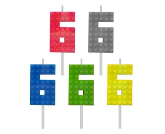 Świeczka urodzinowa Klocki cyfra 6 5,5cm MIX