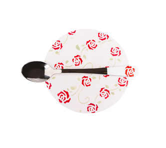 Podtácek + lžička - Bílá,Červená,Zelená - průměr 12cm