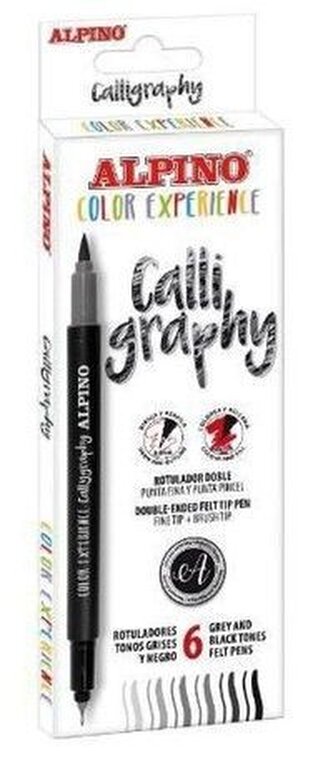 Balení 6 fixů s dvojitým koncem Color Experience Calligraphy