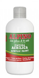 Láhev akrylové barvy do školy 250ml. bílá