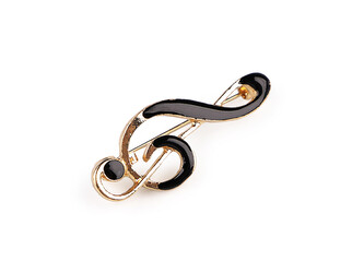 Brož hudební - 1 ks - 6 zlatá sv. houslový klíč