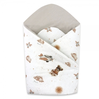 Novorozenecká zavinovačka, bavlna, Méďa pilot - bílá, béžová